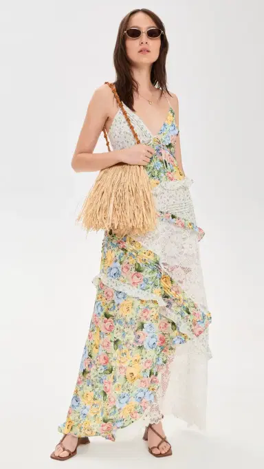For Love & Lemons Rosalyn Maxi Dress Yellowblue | Thumbnail 5 For Love & Lemons Rosalyn Maxi Dress Yellowblue | Thumbnail 5