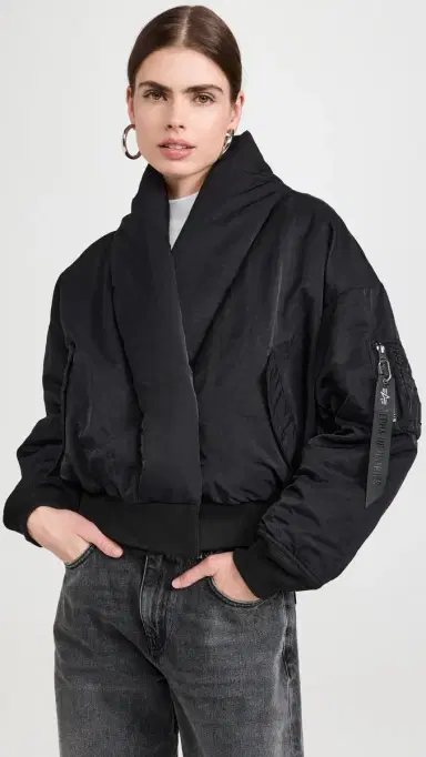Alpha Industries Shawl Collar Flight Jacket Black | Thumbnail 2 Alpha Industries Shawl Collar Flight Jacket Black | Thumbnail 2