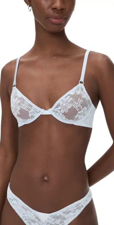Fleur du Mal Fuller Cup Le Stretch Lace Demi Bra Forget Me Not | Thumbnail 1 Fleur du Mal Fuller Cup Le Stretch Lace Demi Bra Forget Me Not | Thumbnail 1