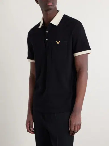 Valentino Garavani VGold Cotton-Piqué Polo Shirt - Men | Thumbnail 3 Valentino Garavani VGold Cotton-Piqué Polo Shirt - Men | Thumbnail 3