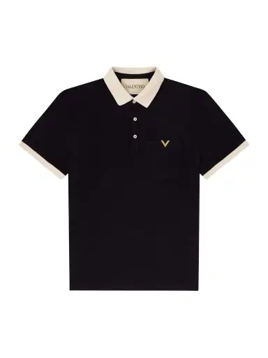 Valentino Garavani VGold Cotton-Piqué Polo Shirt - Men | Thumbnail 1 Valentino Garavani VGold Cotton-Piqué Polo Shirt - Men | Thumbnail 1