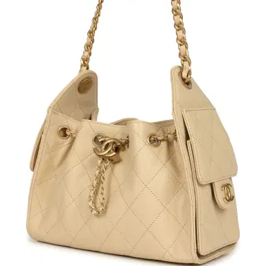 Chanel Chanel Mini 25 Hobo Bag Light Beige Caviar Antique Gold Hardware | Thumbnail 5 Chanel Chanel Mini 25 Hobo Bag Light Beige Caviar Antique Gold Hardware | Thumbnail 5