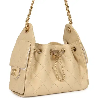 Chanel Chanel Mini 25 Hobo Bag Light Beige Caviar Antique Gold Hardware | Thumbnail 2 Chanel Chanel Mini 25 Hobo Bag Light Beige Caviar Antique Gold Hardware | Thumbnail 2
