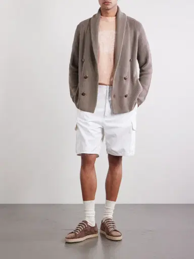 Brunello Cucinelli Shawl-Collar Double-Breasted Ribbed Cotton Cardigan - Men | Thumbnail 2 Brunello Cucinelli Shawl-Collar Double-Breasted Ribbed Cotton Cardigan - Men | Thumbnail 2