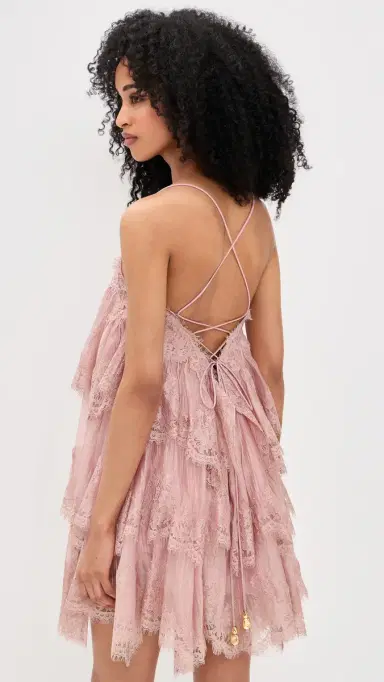 Aje Ophelia Lace Mini Dress Fawn Pink | Thumbnail 3 Aje Ophelia Lace Mini Dress Fawn Pink | Thumbnail 3