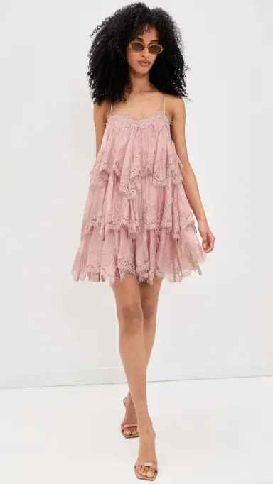 Aje Ophelia Lace Mini Dress Fawn Pink | Thumbnail 5 Aje Ophelia Lace Mini Dress Fawn Pink | Thumbnail 5
