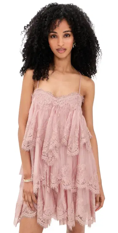 Aje Ophelia Lace Mini Dress Fawn Pink | Thumbnail 1 Aje Ophelia Lace Mini Dress Fawn Pink | Thumbnail 1