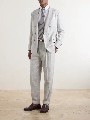Brunello Cucinelli Pleated Checked Wool-Blend Suit Trousers - Men | Thumbnail 2 Brunello Cucinelli Pleated Checked Wool-Blend Suit Trousers - Men | Thumbnail 2