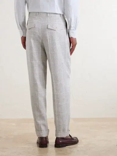 Brunello Cucinelli Pleated Checked Wool-Blend Suit Trousers - Men | Thumbnail 4 Brunello Cucinelli Pleated Checked Wool-Blend Suit Trousers - Men | Thumbnail 4