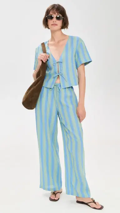 STAUD Mateo Linen Pants eaport tripe | Thumbnail 5 STAUD Mateo Linen Pants eaport tripe | Thumbnail 5