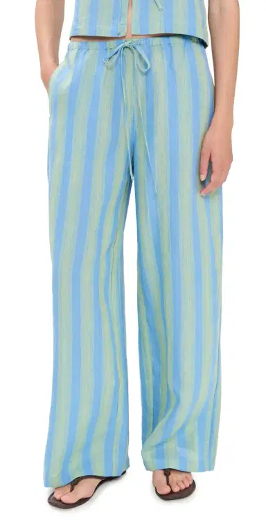 STAUD Mateo Linen Pants eaport tripe | Thumbnail 1 STAUD Mateo Linen Pants eaport tripe | Thumbnail 1
