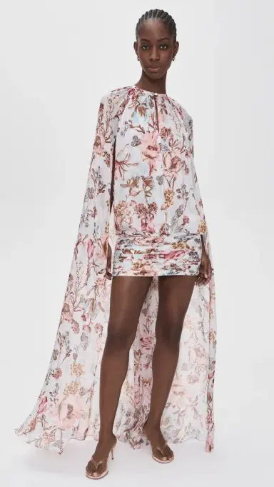 Hemant and Nandita Ruched Cape Mini Dress Blue | Thumbnail 5 Hemant and Nandita Ruched Cape Mini Dress Blue | Thumbnail 5