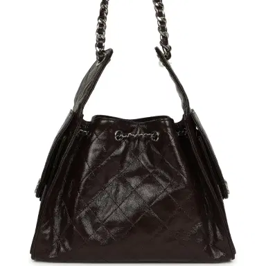 Chanel Chanel Small 25 Hobo Bag Dark Brown Shiny Aged Calfskin Silver Hardware | Thumbnail 4 Chanel Chanel Small 25 Hobo Bag Dark Brown Shiny Aged Calfskin Silver Hardware | Thumbnail 4