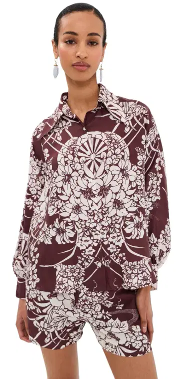 Alix of Bohemia Emery Auburn poke ilk Shirt Dark Brown | Thumbnail 1 Alix of Bohemia Emery Auburn poke ilk Shirt Dark Brown | Thumbnail 1