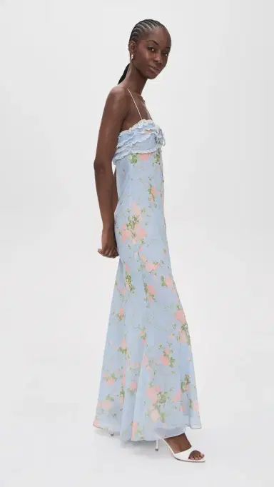 For Love & Lemons Natalie Maxi Dress Blue | Thumbnail 4 For Love & Lemons Natalie Maxi Dress Blue | Thumbnail 4