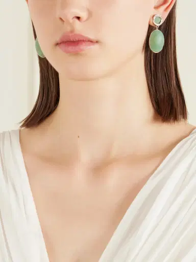 Jennifer Behr Ruthie Silver-tone Aventurine Earrings | Thumbnail 2 Jennifer Behr Ruthie Silver-tone Aventurine Earrings | Thumbnail 2