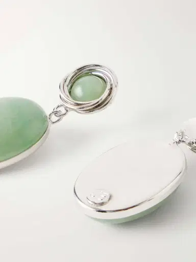 Jennifer Behr Ruthie Silver-tone Aventurine Earrings | Thumbnail 3 Jennifer Behr Ruthie Silver-tone Aventurine Earrings | Thumbnail 3