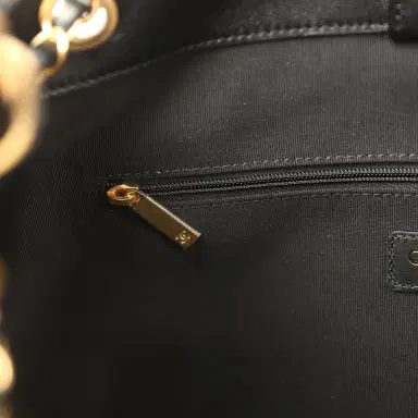 Chanel Chanel Small Coco Base Hobo Bag Brown Suede and Black Shiny Lambskin Brushed Gold Hardware | Thumbnail 11 Chanel Chanel Small Coco Base Hobo Bag Brown Suede and Black Shiny Lambskin Brushed Gold Hardware | Thumbnail 11