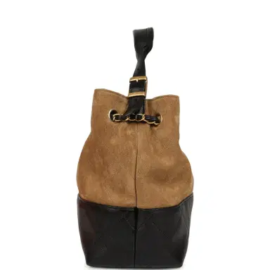 Chanel Chanel Small Coco Base Hobo Bag Brown Suede and Black Shiny Lambskin Brushed Gold Hardware | Thumbnail 3 Chanel Chanel Small Coco Base Hobo Bag Brown Suede and Black Shiny Lambskin Brushed Gold Hardware | Thumbnail 3