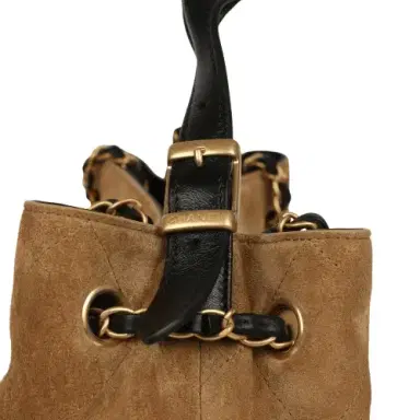 Chanel Chanel Small Coco Base Hobo Bag Brown Suede and Black Shiny Lambskin Brushed Gold Hardware | Thumbnail 7 Chanel Chanel Small Coco Base Hobo Bag Brown Suede and Black Shiny Lambskin Brushed Gold Hardware | Thumbnail 7