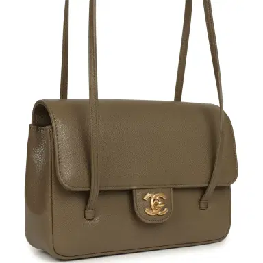 Chanel Chanel Small Preppy Coco Flap Bag Dark Khaki Shiny Caviar Brushed Gold Hardware | Thumbnail 2 Chanel Chanel Small Preppy Coco Flap Bag Dark Khaki Shiny Caviar Brushed Gold Hardware | Thumbnail 2