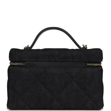 Chanel Chanel Top Handle Long Vanity Case with Chain Dark Blue Denim Light Gold Hardware | Thumbnail 4 Chanel Chanel Top Handle Long Vanity Case with Chain Dark Blue Denim Light Gold Hardware | Thumbnail 4