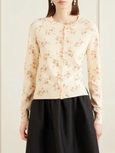 Simone Rocha Floral-print Knitted Cardigan | Thumbnail 3 Simone Rocha Floral-print Knitted Cardigan | Thumbnail 3