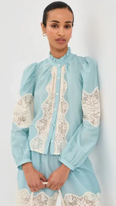 Alix of Bohemia Annabel ky Prima Lace Shirt Light Blue | Thumbnail 2 Alix of Bohemia Annabel ky Prima Lace Shirt Light Blue | Thumbnail 2