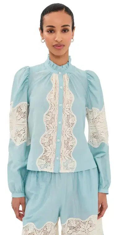 Alix of Bohemia Annabel ky Prima Lace Shirt Light Blue | Thumbnail 1 Alix of Bohemia Annabel ky Prima Lace Shirt Light Blue | Thumbnail 1