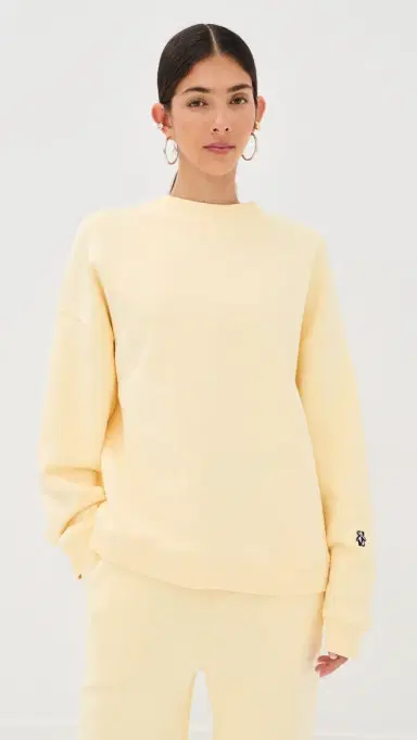 The Elder Statesman Unisex Coast Oversized Crew Butter | Thumbnail 3 The Elder Statesman Unisex Coast Oversized Crew Butter | Thumbnail 3