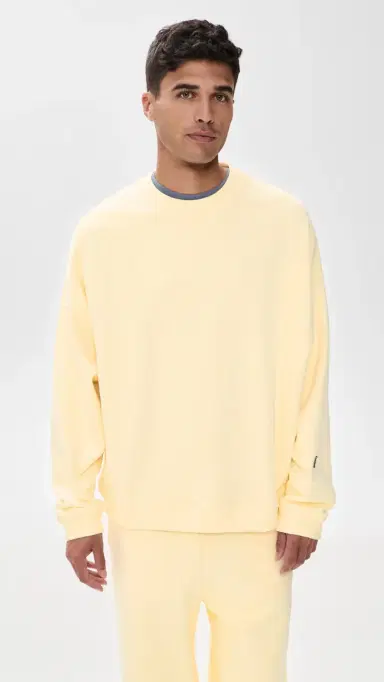 The Elder Statesman Unisex Coast Oversized Crew Butter | Thumbnail 4 The Elder Statesman Unisex Coast Oversized Crew Butter | Thumbnail 4