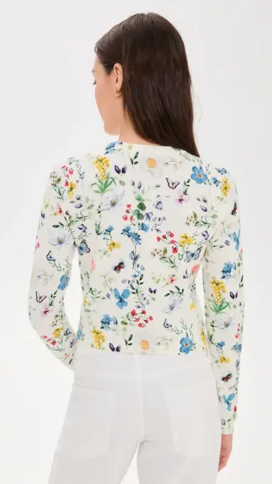 ALICE + OLIVIA Carson Printed Cardigan Twisting Vines Off White | Thumbnail 3 ALICE + OLIVIA Carson Printed Cardigan Twisting Vines Off White | Thumbnail 3