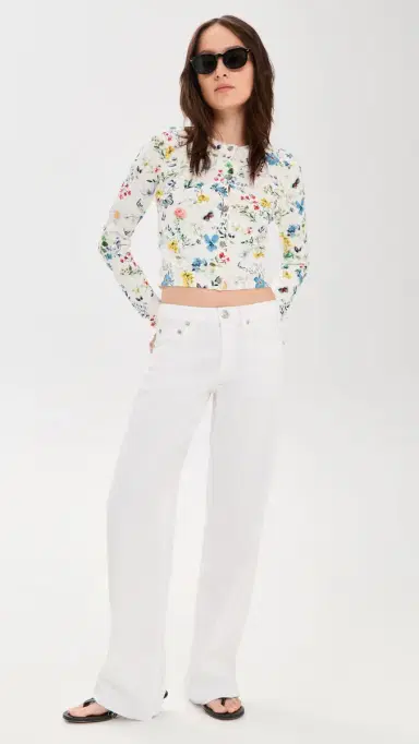 ALICE + OLIVIA Carson Printed Cardigan Twisting Vines Off White | Thumbnail 5 ALICE + OLIVIA Carson Printed Cardigan Twisting Vines Off White | Thumbnail 5