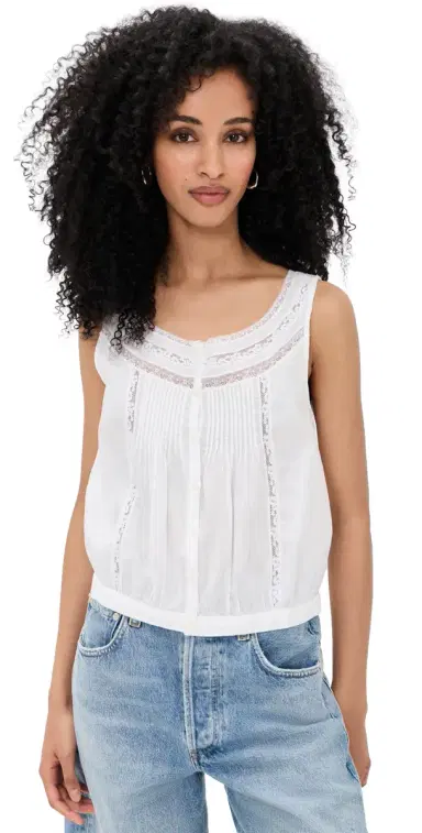 Madewell ace-Insert Pintuck Sleeveless Top White | Thumbnail 1 Madewell ace-Insert Pintuck Sleeveless Top White | Thumbnail 1