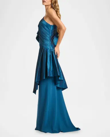 Tadashi Shoji Draped One-Shoulder Taffeta Crepe Gown | Thumbnail 4 Tadashi Shoji Draped One-Shoulder Taffeta Crepe Gown | Thumbnail 4
