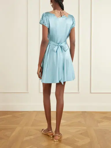 DÔEN Junia Lace-trimmed Silk-satin Mini Dress | Thumbnail 3 DÔEN Junia Lace-trimmed Silk-satin Mini Dress | Thumbnail 3