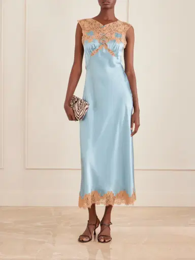 DÔEN Marcelle Lace-trimmed Silk-satin Midi Dress | Thumbnail 2 DÔEN Marcelle Lace-trimmed Silk-satin Midi Dress | Thumbnail 2