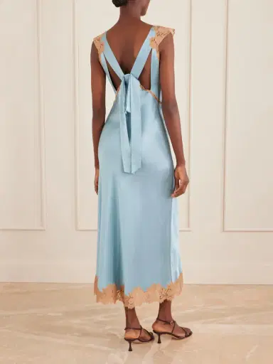 DÔEN Marcelle Lace-trimmed Silk-satin Midi Dress | Thumbnail 3 DÔEN Marcelle Lace-trimmed Silk-satin Midi Dress | Thumbnail 3