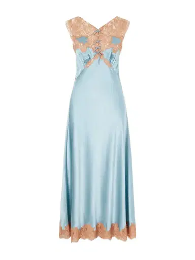 DÔEN Marcelle Lace-trimmed Silk-satin Midi Dress | Thumbnail 1 DÔEN Marcelle Lace-trimmed Silk-satin Midi Dress | Thumbnail 1
