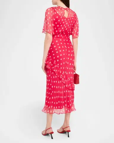 Saloni Vida-E Polka Dot Frill Midi Dress | Thumbnail 3 Saloni Vida-E Polka Dot Frill Midi Dress | Thumbnail 3