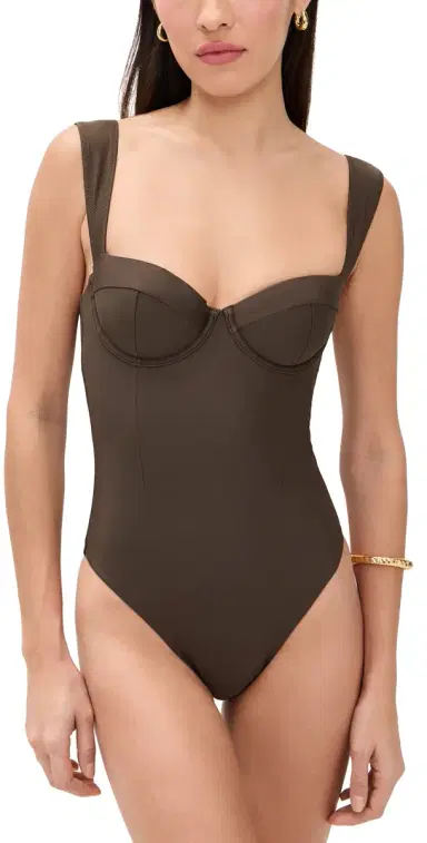 Simkhai Kyle Bustier One Piece Chocolate S | Thumbnail 1 Simkhai Kyle Bustier One Piece Chocolate S | Thumbnail 1