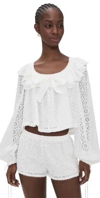 For Love & Lemons Willa Eyelet Top White | Thumbnail 1 For Love & Lemons Willa Eyelet Top White | Thumbnail 1
