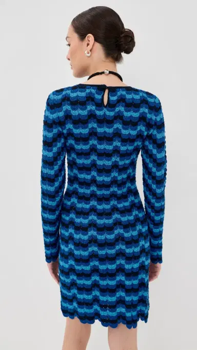 ESCVDO olana Long Sleeve Crochet Mini Dress Blues | Thumbnail 3 ESCVDO olana Long Sleeve Crochet Mini Dress Blues | Thumbnail 3