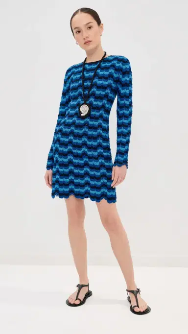 ESCVDO olana Long Sleeve Crochet Mini Dress Blues | Thumbnail 5 ESCVDO olana Long Sleeve Crochet Mini Dress Blues | Thumbnail 5