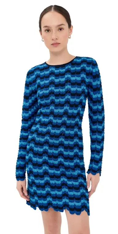 ESCVDO olana Long Sleeve Crochet Mini Dress Blues | Thumbnail 1 ESCVDO olana Long Sleeve Crochet Mini Dress Blues | Thumbnail 1