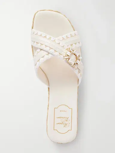 Roger Vivier Strass Crystal-embellished Leather-trimmed Raffia Slides | Thumbnail 6 Roger Vivier Strass Crystal-embellished Leather-trimmed Raffia Slides | Thumbnail 6