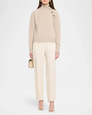 Max Mara Button-Shoulder Cashmere Turtleneck Sweater | Thumbnail 2 Max Mara Button-Shoulder Cashmere Turtleneck Sweater | Thumbnail 2