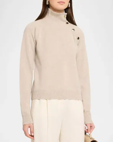 Max Mara Button-Shoulder Cashmere Turtleneck Sweater | Thumbnail 4 Max Mara Button-Shoulder Cashmere Turtleneck Sweater | Thumbnail 4