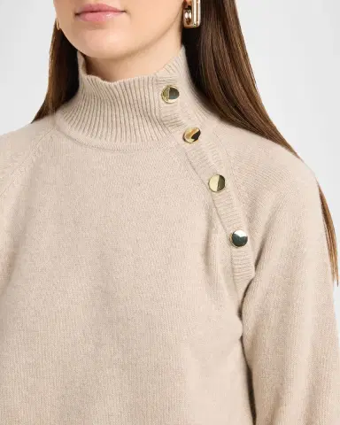 Max Mara Button-Shoulder Cashmere Turtleneck Sweater | Thumbnail 5 Max Mara Button-Shoulder Cashmere Turtleneck Sweater | Thumbnail 5