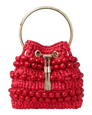 Jimmy Choo Bon Bon Beaded Raffia Bucket Bag | Thumbnail 1 Jimmy Choo Bon Bon Beaded Raffia Bucket Bag | Thumbnail 1